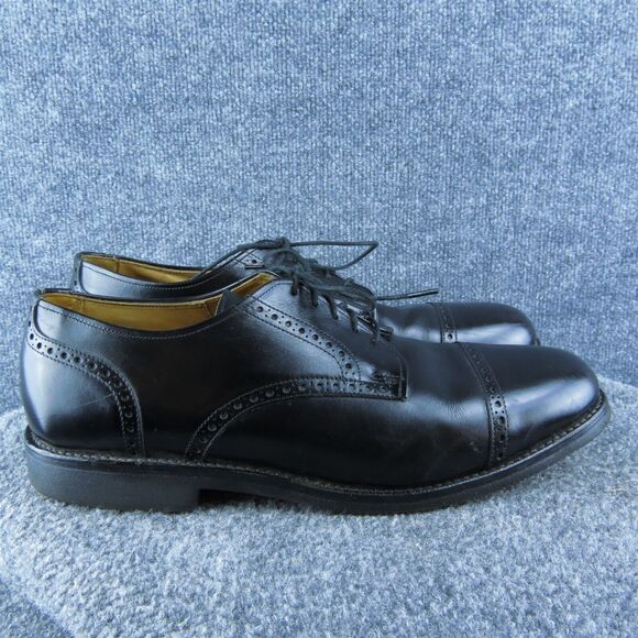 Allen Edmonds Brogue Toe Cap Men Derby Oxfords Size 10.5 Narrow Black Leather - Picture 4 of 10